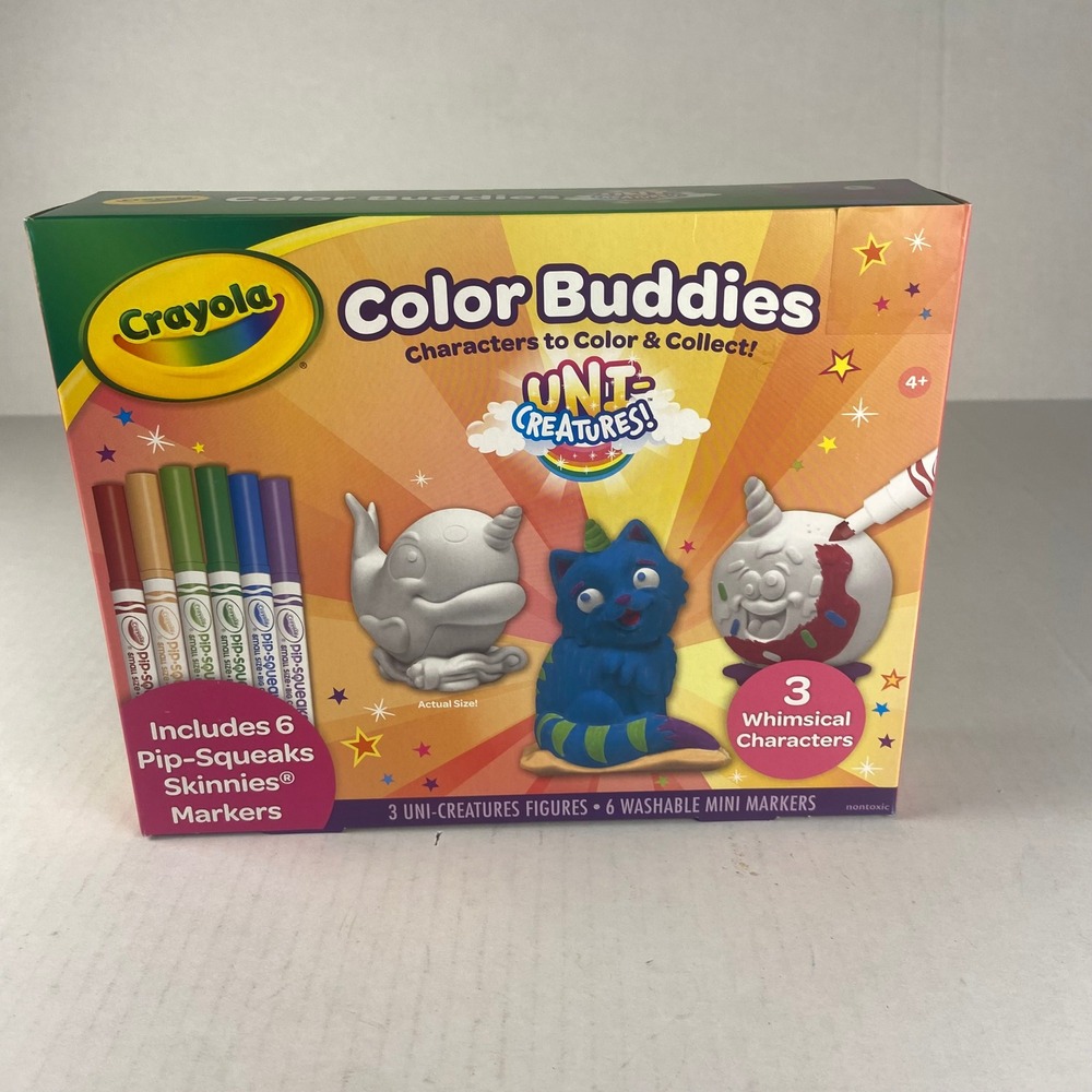 Crayola Color Buddies Uni Creatures 3 Figures 6 Washable Markers Art Craft‎ Kit